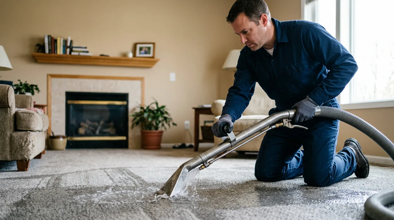 Water damage restoration technician working near Oxford, CT